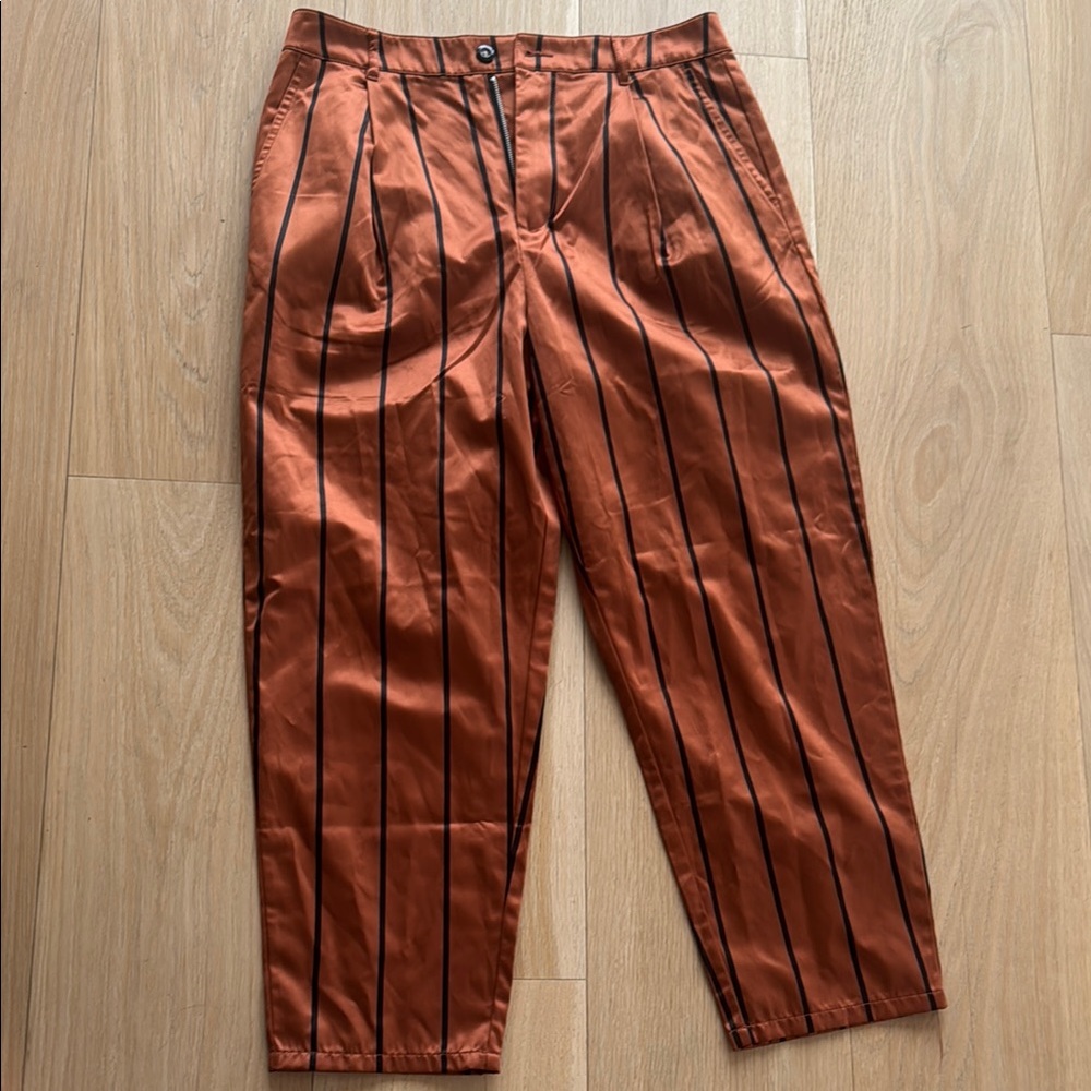 ASOS design satin orange & black pin stripe trousers pants  excellent condition